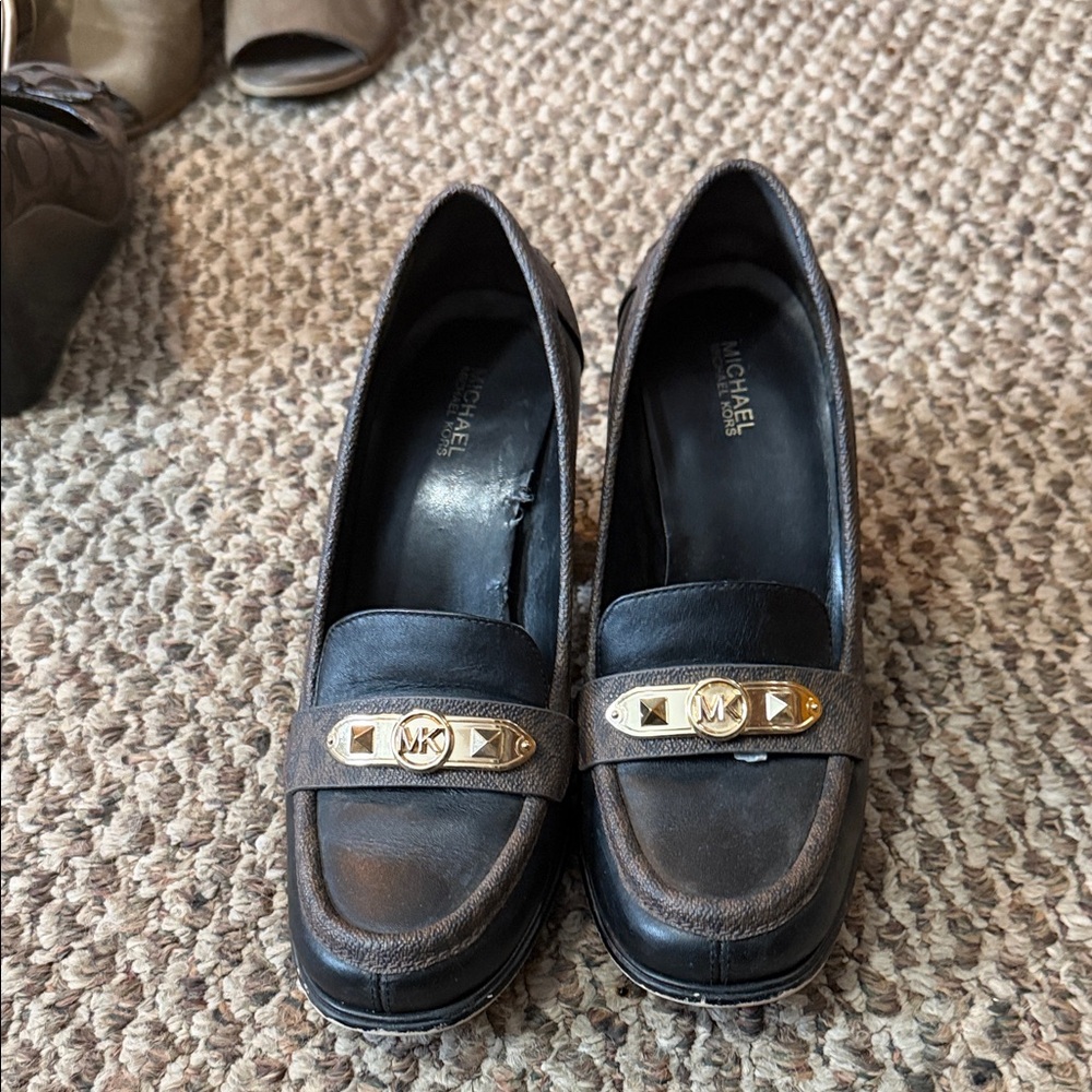 Michael Kors Dark Brown Loafers with Gold Details